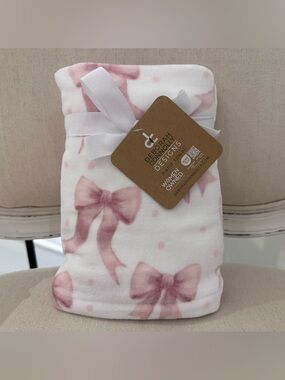 Pink Bow Ribbon Polka Dot Guest Hand Towels Set of Two NWT